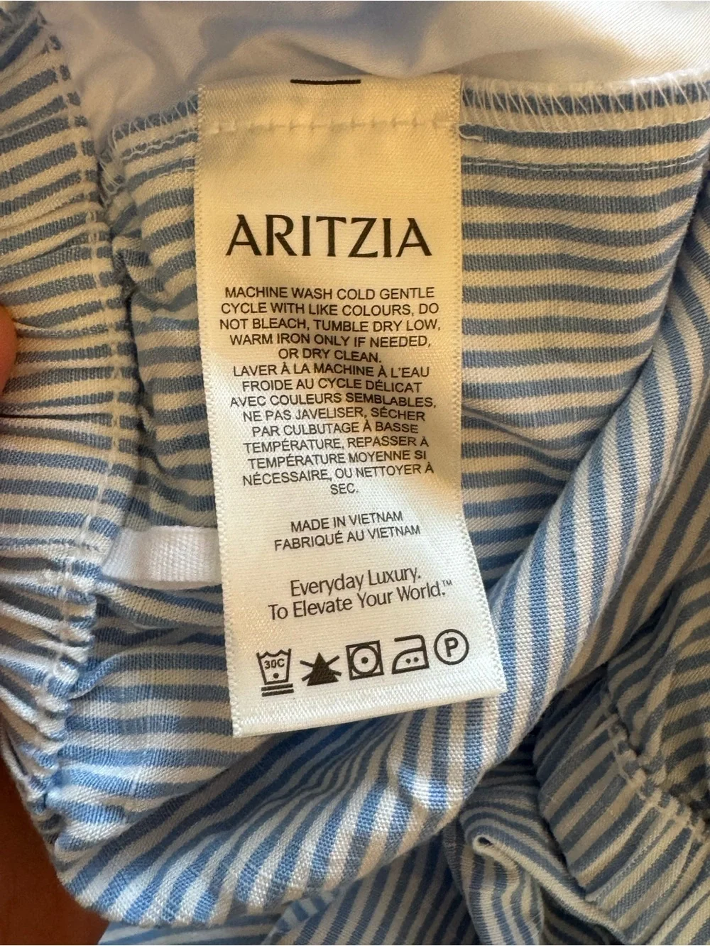 NWOT Aritzia Artisan Pant - Cruiselinen stripe white/cornflower blue size small